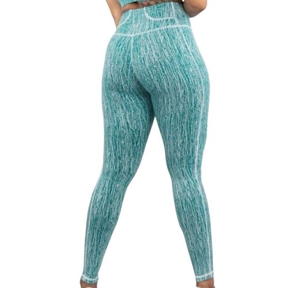 BuffBunny Evolve Jacquard Leggings Women's  Medium Martini Teal White Pattern - Picture 1 of 4
